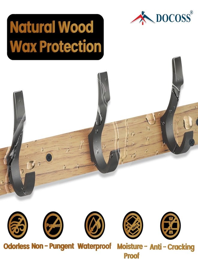 DOCOSS- Long Wooden Finish Cloth Hanger for Wall Door/Hooks for Clothes Hanging Bathroom Cloth Hangers Wall Mounted for Hanging Clothes,Shirt,Towel (Pack of 2, Wooden) - Image 2